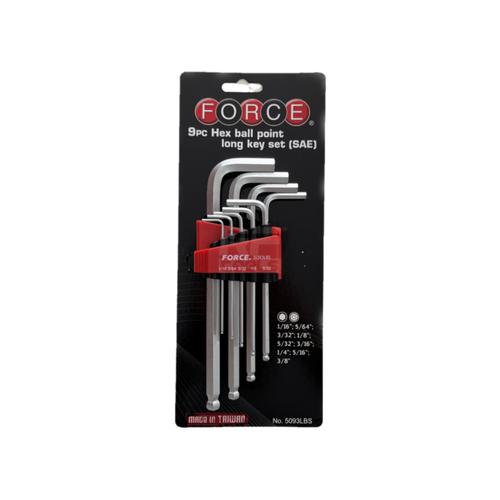 Jgo. llaves allen 1/16-3/8 b/larga (5093lbs) - FORCE