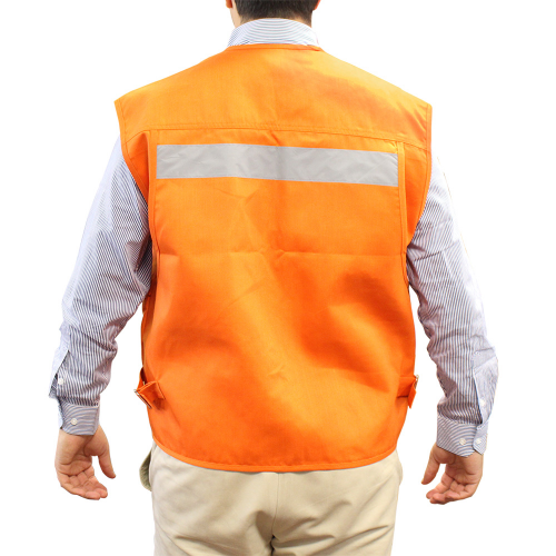 CHALECO GEOLOGO POPLIN ALASKA C/CINTA NARANJO XL