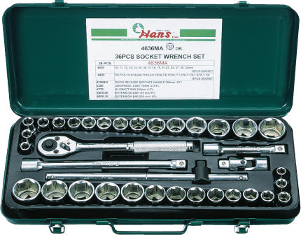 DADO HANS 1/2" DR 6 PTAS. JGO. 36 PZS. # 4636MAG(OF)