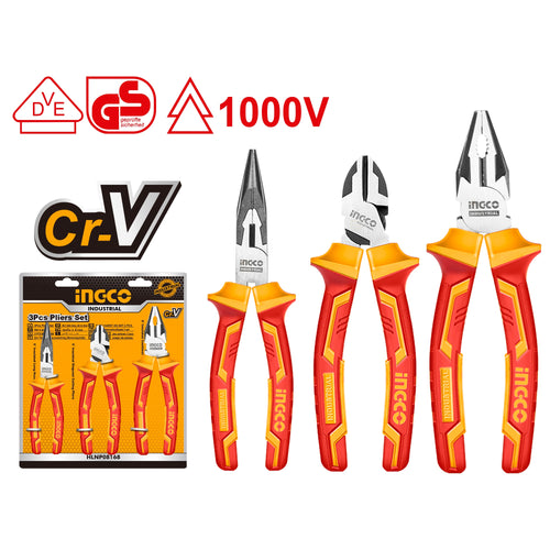 ALICATE INGCO AISLADO 1000V INDUSTRIAL JGO.3 PZAS # HIKPS28318