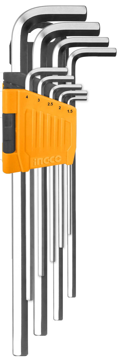 LLAVE ALLEN INGCO 1.5-10 MM JGO.9 PZ SERIE EXTRA LARGA # HHK11092