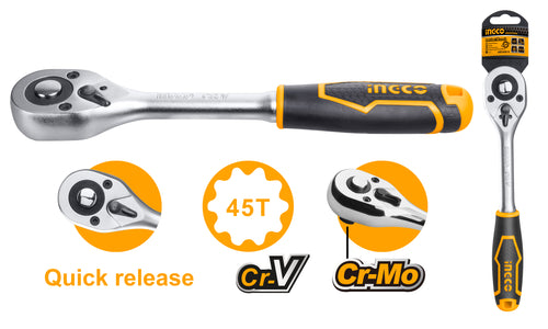 LLAVE CHICHARRA INGCO 1/4" MANGO ANTIDESLIZANTE # HRTH0814