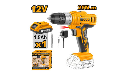 TALADRO ATORNILLADOR INGCO INALAMBRICO 12V - C/1 BAT.Y 1 CARGADOR #CDLI1221 (C)