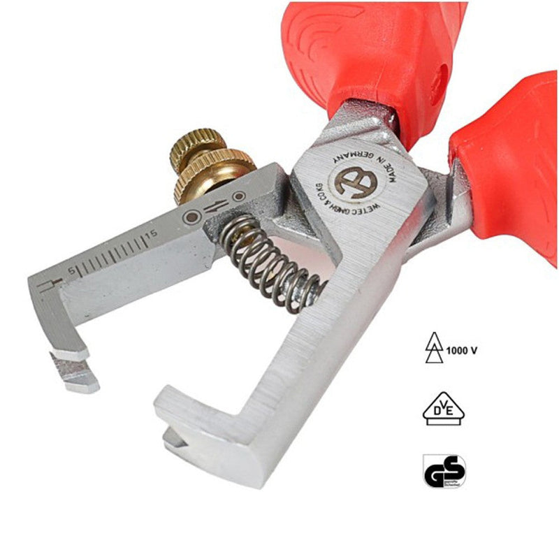 Alicates pelacables WETEC VDE. mango de 3 componentes. 160 mm