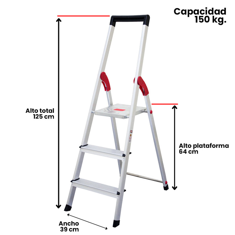 ESCALERA ALUMINIO TIJERA 3 PELDAÑOS MAGNA