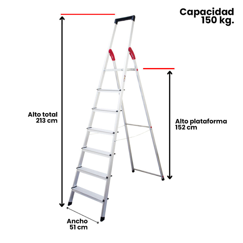 ESCALERA ALUMINIO TIJERA 7 PELDAÑOS MAGNA