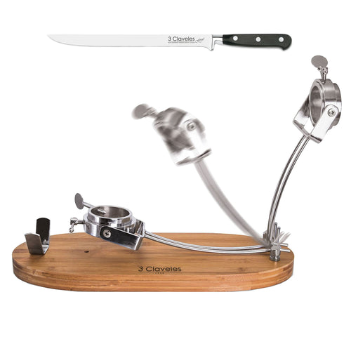 SOPORTE TRES CLAVELES #1733+CUCHILLO JAMONERO 25CM