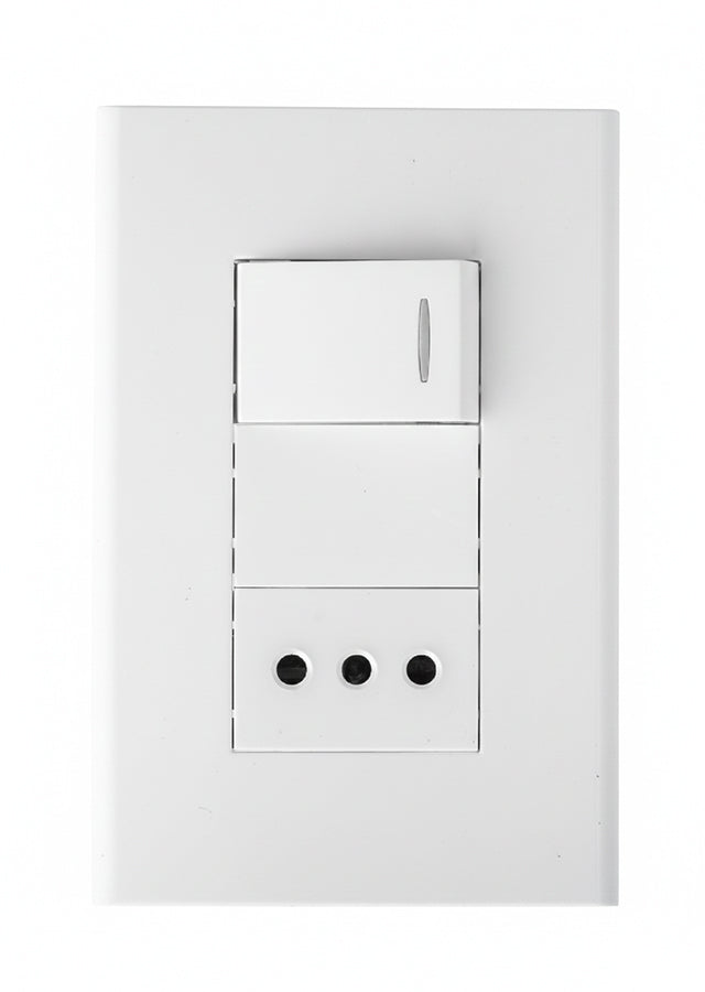 Modulo interruptor simple mas tomacorriente 10A blanco Blanco