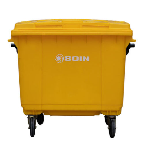 CONTENEDOR DE BASURA CON RUEDAS AMARILLO 660 LTS.