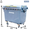 CONTENEDOR DE BASURA CON RUEDAS GRIS 770 LTS.