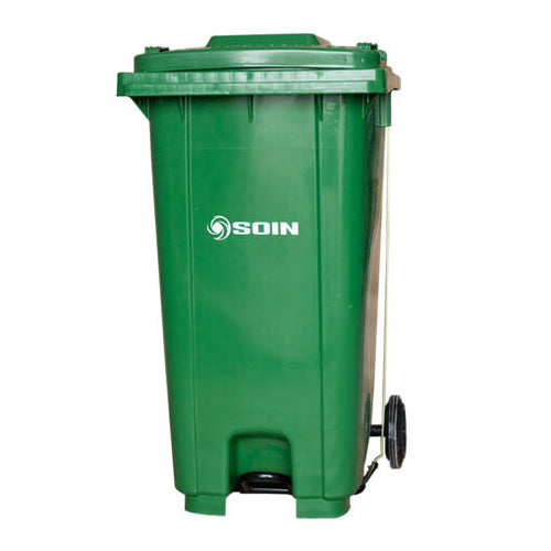 BASURERO CON TAPA RUEDA Y PEDAL 120 L SOIN