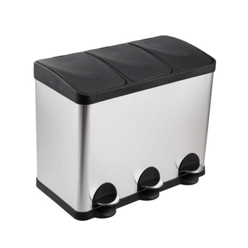 BASURERO ACERO INOXIDABLE TRIPLE 15 LTS X3 SOIN