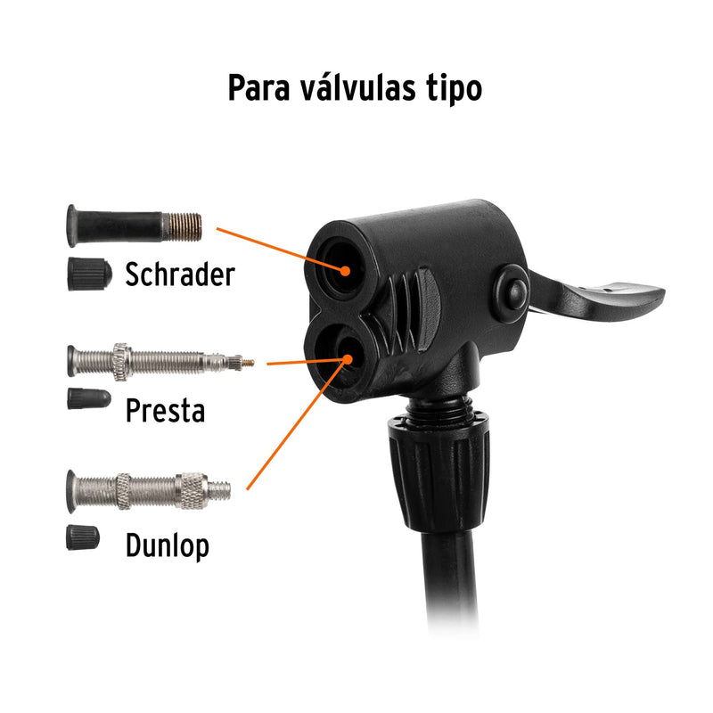 BOMBIN TRUPER DE PEDAL SOPORTE METALICO ABATIBLE 60 PSI # BOPE-60 (101667)