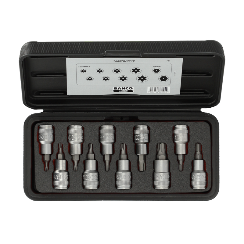 Juego de Dados con puntas para TORX® (estrella) y Phillips de 1/2" BAHCO