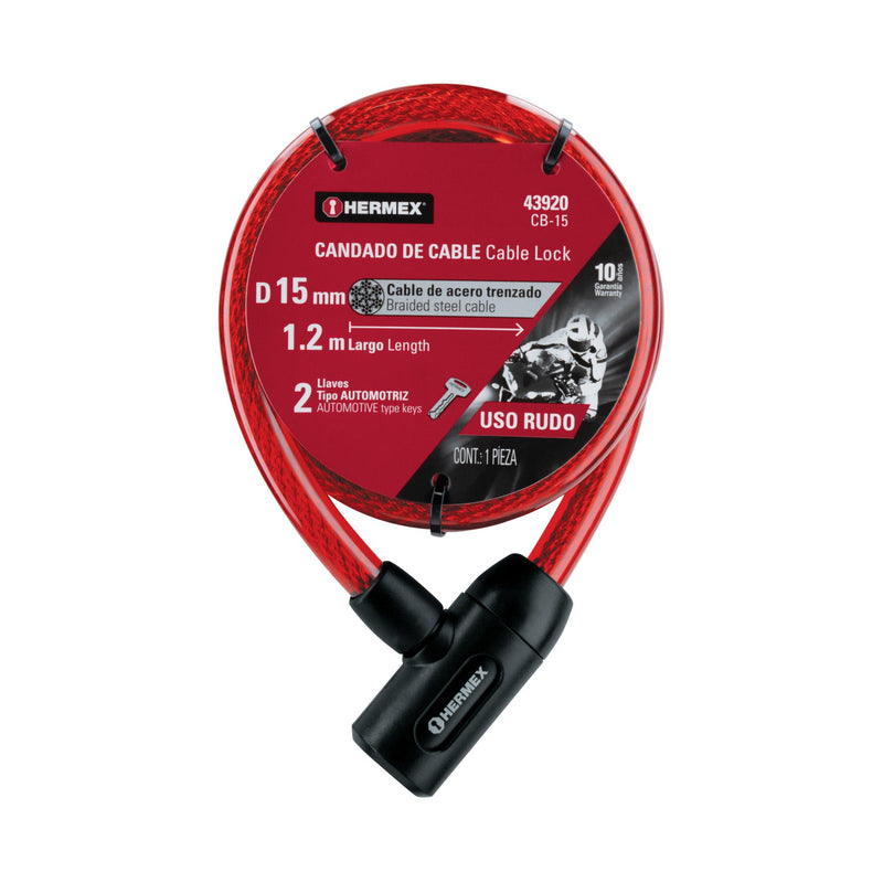 CANDADO DE CABLE HERMEX-TRUPER C/LLAVE DE PUNTOS 15MM #CB-15 (43920)