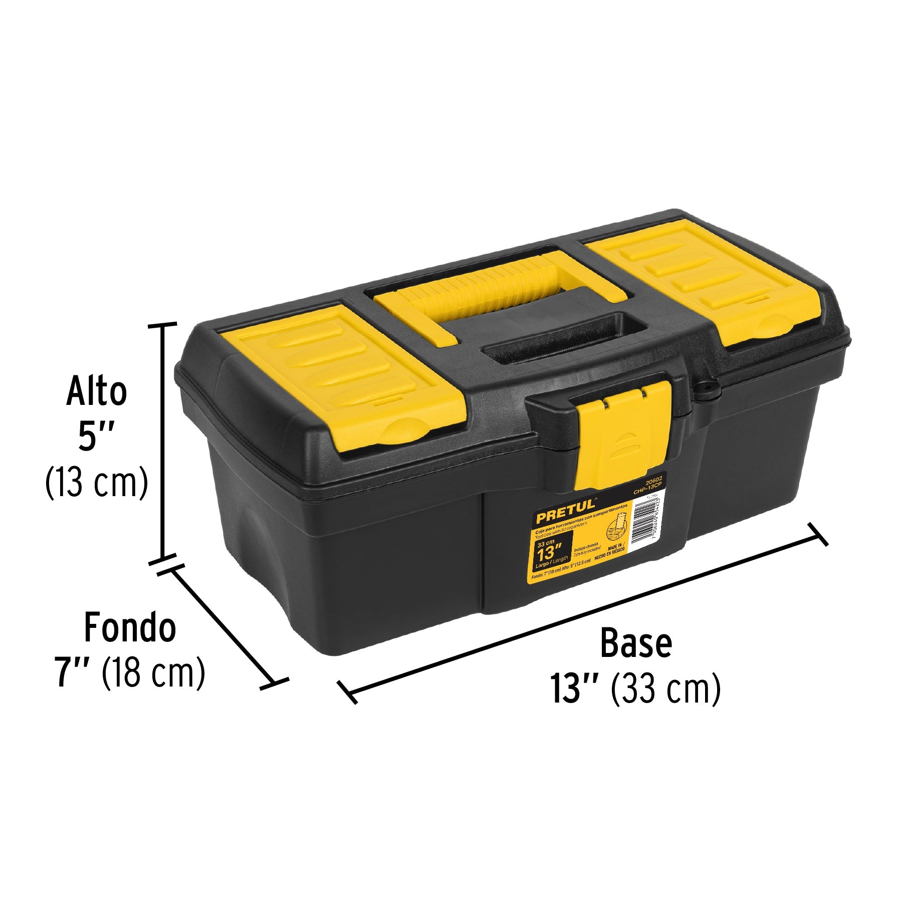 CAJA HERRAMIENTA PRETUL (TRUPER) PLASTICA NEGRA 13" # CHP-13CP (20602)