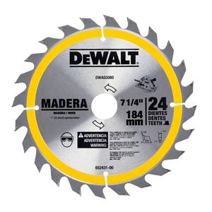 Disco de Sierra Circular 7 1/4” – 24 Dientes – Eje 1” + 5/8” - DEWALT