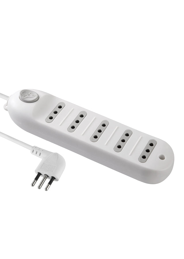 Alargador  5 tomas 3 metros, c/switch Blanco