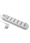 Alargador 6 tomas 3 metros, c/switch Blanco