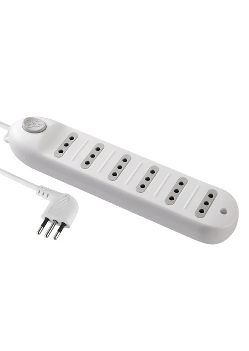 Alargador 6 tomas 5 metros, c/ switch Blanco