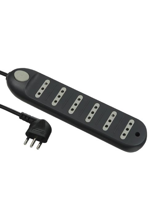 Alargador  6 tomas 5 metros, c/ switch Negro