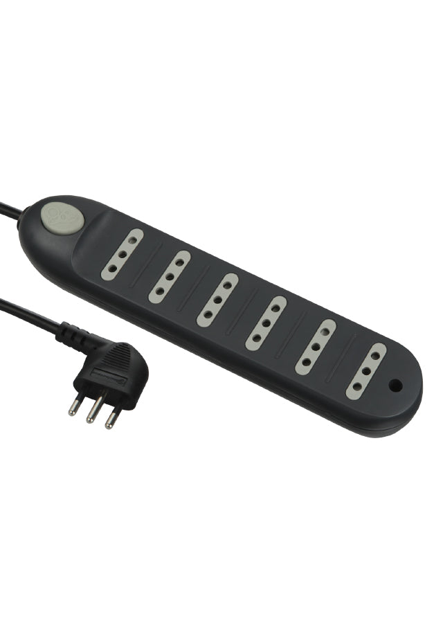 Alargador  6 tomas 5 metros, c/ switch Negro