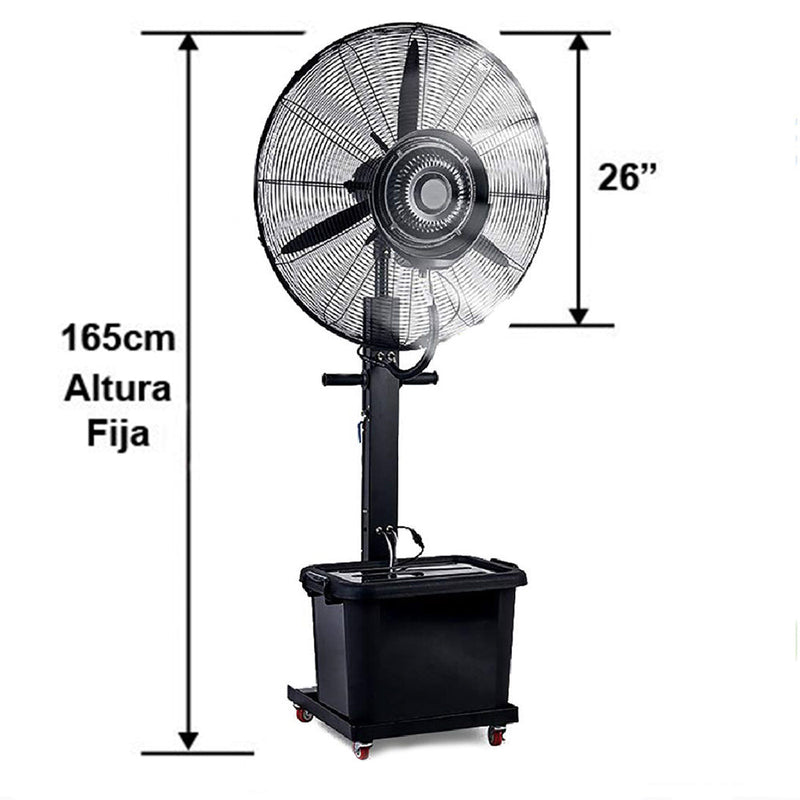 VENTILADOR INDUSTRIAL DE PEDESTAL CON NEBULIZADOR 26 PULGADAS