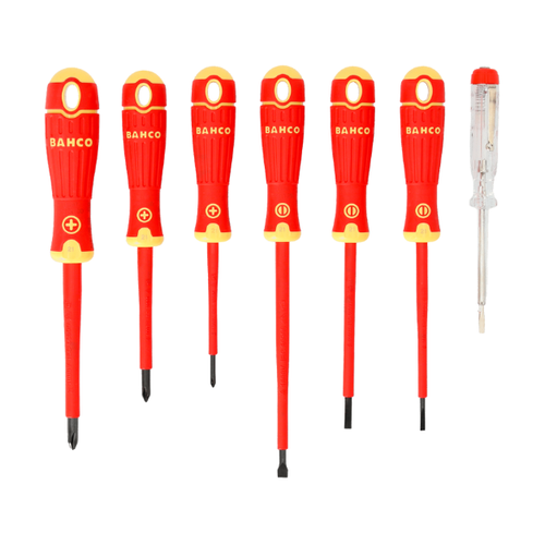 Pack de Destornilladores 7 Pcs 1000V Con probador de tensión BAHCO