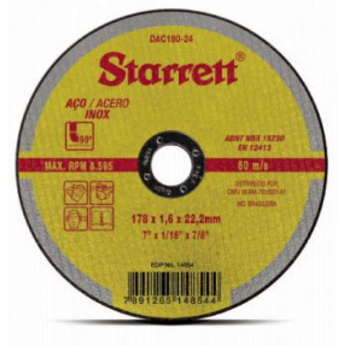 DISCO DE CORTE AC. CARBONO E INOXIDABLE 180 x 1.6 MM