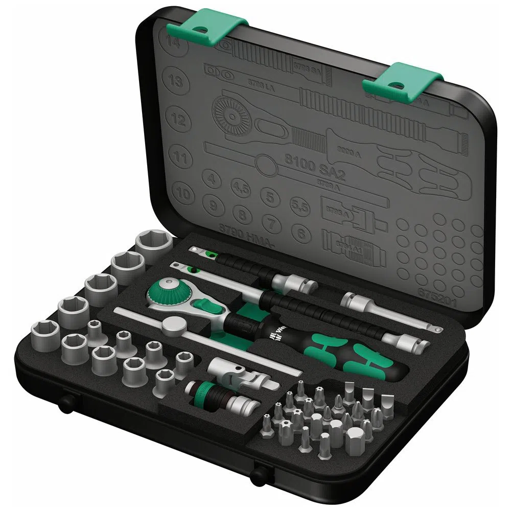 Set de dados con chicharra 1/4 Zyklop Speed 8100 SA 42 piezas Wera