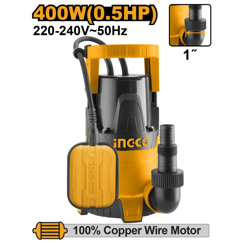 BOMBA SUMERGIBLE INGCO 400 WATTS FLUJO 117L. P/MIN. # SPC4008
