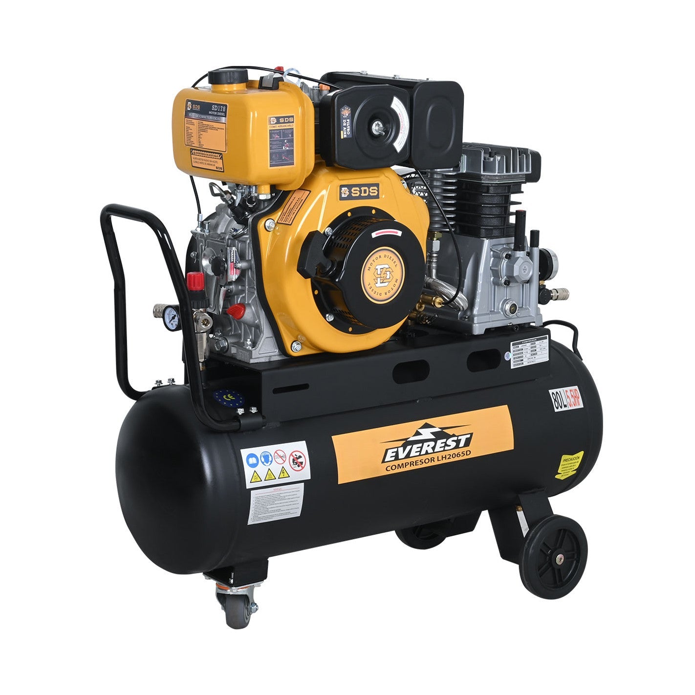 COMPRESOR AUTONOMO 5.5 Hp - 80 litros DIESEL SD17