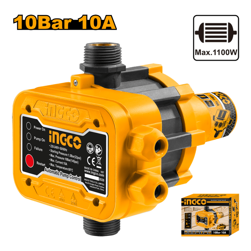 CONTROL DE PRESION AUTOMATICO INGCO P/BOMBA DE AGUA 1.5 BAR # WAPS001