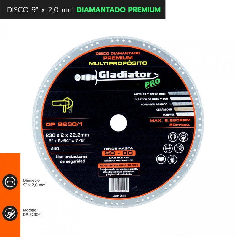 DISCO 9" x 2.0 mm DIAMANTADO PREMIUM DP 8230/1