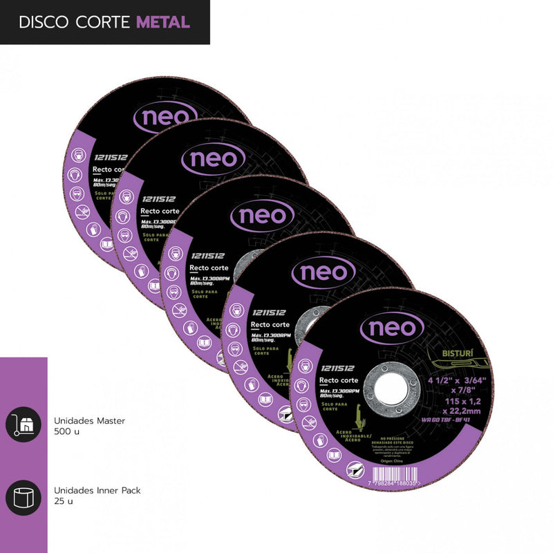 DISCO CORTE 4 1/2" x 1.2mm METAL INOX 1211512