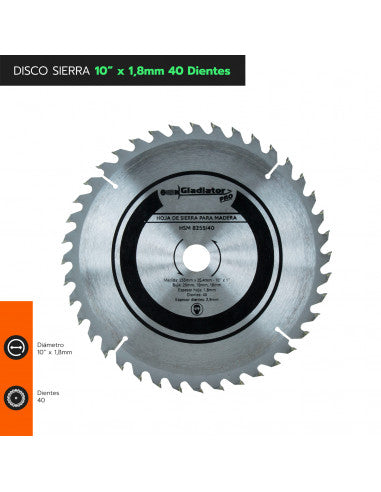 DISCO DE SIERRA 10" x 1.8mm 40 DTES HSM 8255/40