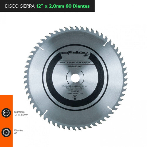 DISCO DE SIERRA 12" x 2.0mm 60 DTES HSM 8305/60