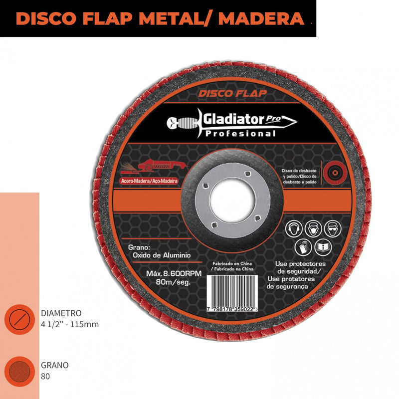 DISCO FLAP 4 1/2" ACERO Y MADERA GR 80 DFA 811580
