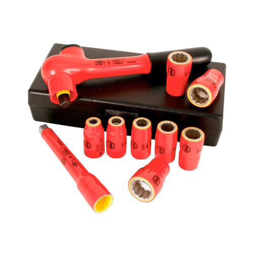 ESTUCHE CHICHARRA+1 EXT.RIGIDA. 8 DADOS MILIMETRICOS CUADRANTE 3/8" AISLADOS