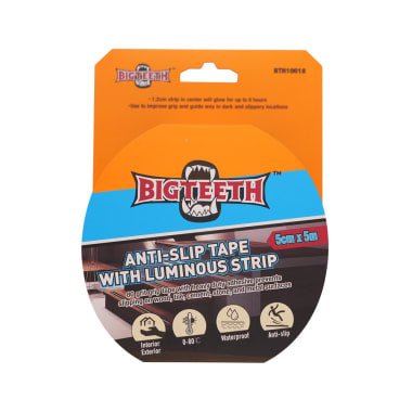 Cinta antideslizante con banda luminosa 5cm x 5mt Bigteeth