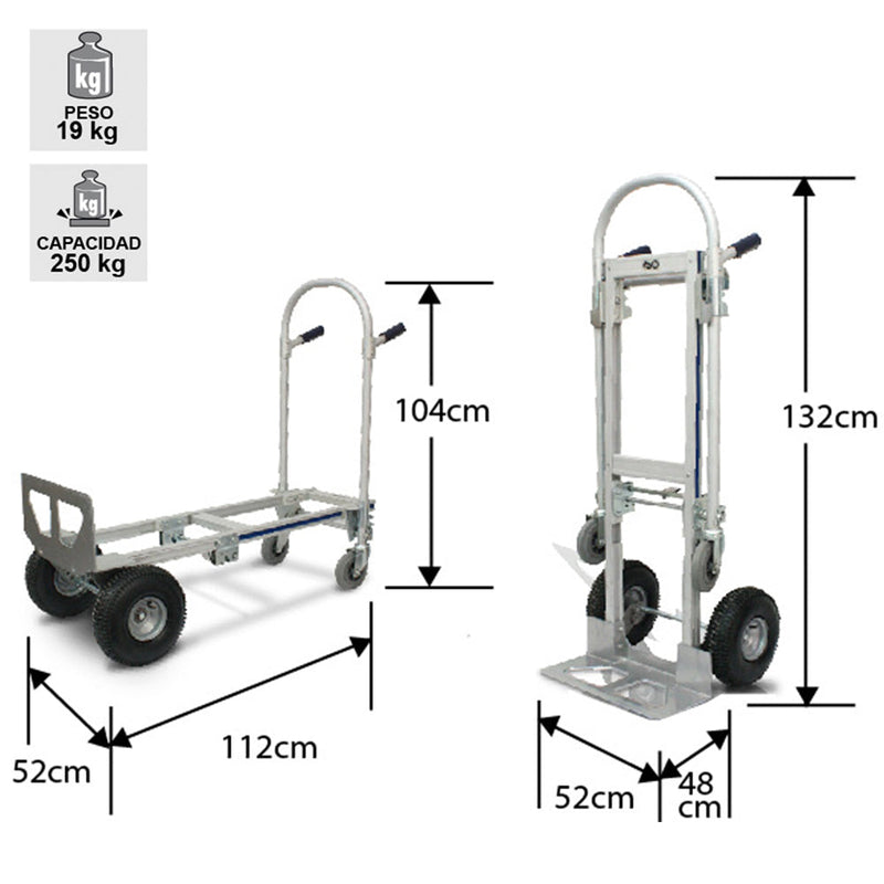 CARRO ALUMINIO DUAL CORTO 250 KG