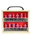 JUEGO 12 FRESAS EJE 1/4" Caja de madera