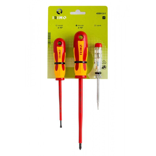 Set destornilladores dieléctricos con tester 3 piezas - IRIMO