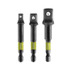 ADAPTADOR STEVRON IMPACTO 1/4 DR PARA DADOS JGO 3 PZAS. 1/2" - 3/8" - 1/4" # BISA3X